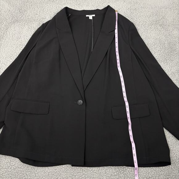 Bar III Women's Plus Size 3X Notched-Collar One-Button Blazer Jacket In Black - Picture 9 of 14